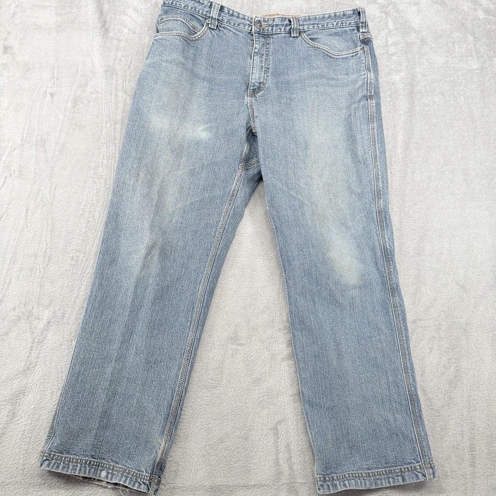 Duluth Trading Co Jeans Mens Size 38x30(28) Straight 100% Cotton Denim Blue Wash